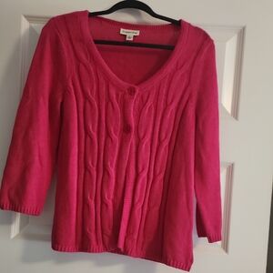 St. Johns Bay Fuchsia Cable Knit Cardigan